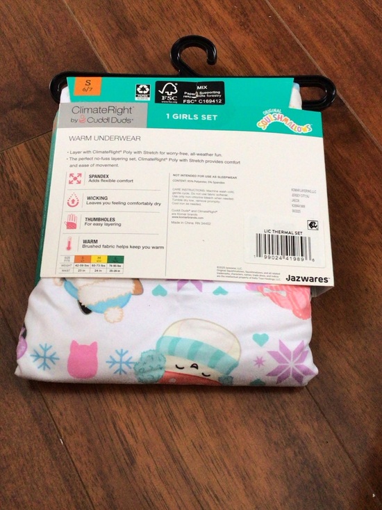 Cuddl Duds Girls White Pink Multicolor Squishmallows Warm Underwear Set - Picture 2 of 2